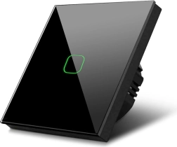 Dotykový spínač světla MACLEAN MCE701B, černý, skleněný panel s LED podsvícením