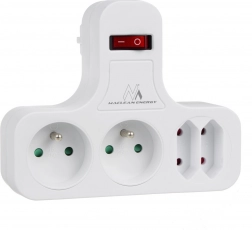 Zásuvkový adaptér se čtyřmi výstupy a vypínačem Typ E MACLEAN