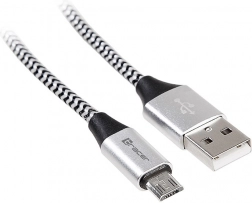 USB kabel 2.0 AM-micro 1m černo-stříbrný