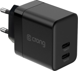 Ultrakompaktní gan síťová nabíječka 2× usb‑c 35 w pd 3.0 s pps, černá