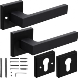 Ruhhy matná černá klika na vnitřní dveře se čtvercovou rozetou