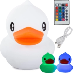 Dětské silikonové noční světlo ve tvaru kachny s RGB barvami a dálkovým ovládáním