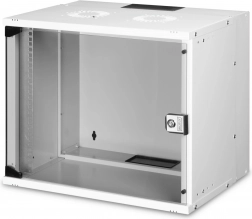 Nástěnná síťová skříň 19" 9U SOHO PRO se skleněnými dveřmi, šedá