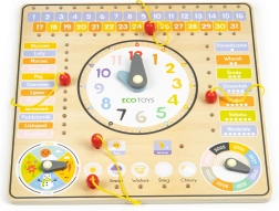 Dřevěná naučná tabule - Kalendář a Hodiny