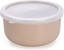Smaltovaná miska s víkem béžová 16,5 cm, 1,3 l