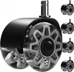 Šedá kolečka pro kancelářskou židli 2,5" RUHHY, sada 5 ks, tichá, nepoškrábou podlahu