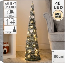Svítící kuželová vánoční dekorace 80 cm, zelená, 40 LED