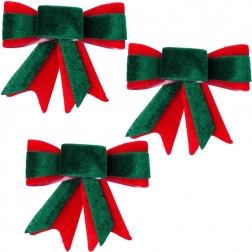 Vánoční sametové mašle 10,5 × 11 cm, sada 3 ks