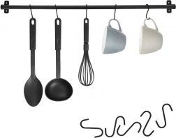 Černý kovový kuchyňský reling RADKA 78,5 cm