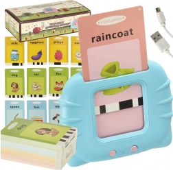 Dětský audio čtečka a karty pro výuku angličtiny, 112 oboustranných karet, modrá