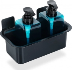 Černá samolepicí sprchová polička 23,5 × 13,5 × 11,5 cm