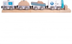 Bigjigs Rail dřevěný důlní vlak s kolejemi a nárazníkem