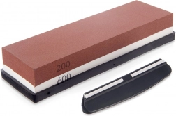 Dvouvrstvý brusný kámen na nože 18,5 × 6 × 3 cm s vodicí klipsou