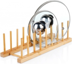 Bambusový stojan na pokličky a talíře 34,5 × 12 × 12 cm