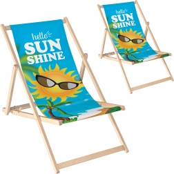 Sada 2 ks skládací dřevěné lehátko do zahrady a na pláž, polohovatelné