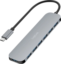 LogiLink 7portový USB-C hub USB 3.2 s USB‑A, 5 Gb/s a napájením 20 W