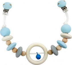 Hess závěs na kočárek z přírodního dřeva s modrým zvonečkem