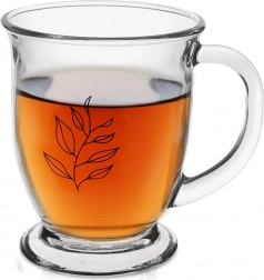 Skleněný hrnek 450 ml s motivem listu