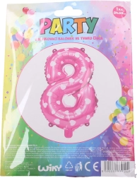 Nafukovací balónek číslo 8 růžový se srdíčky