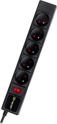 Listva na napájení PowerGear 5m Černá 5 zásuvek