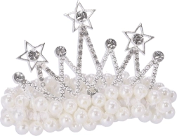 Dekorativní gumička do vlasů s perlami – Koruna