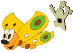 Dřevěná magnetka motýl žlutý Dodo