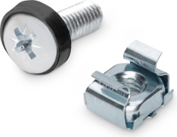 Montážní šrouby M6 19,8 mm s maticemi a podložkami pro rack 10&quot; a 19&quot;, sada 50 ks, stříbrné – DIGITUS