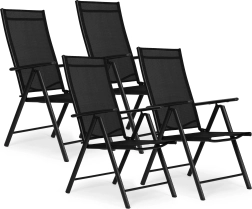 Sada 4 skládacích zahradních židlí s nastavitelným opěradlem v černé barvě od MultiGarden