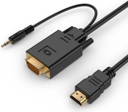 HDMI na VGA převodník s audio 3,5 mm, 3 m, černý