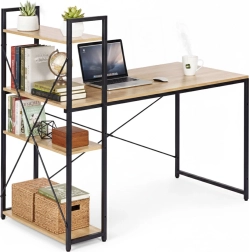 Psací stůl 120 × 60 cm s regálem a 3 policemi v loft stylu ModernHome