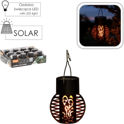 Solární závěsná lucerna s efektem plamene, černá, 7 × 7 × 9 cm