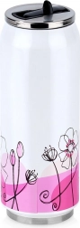 Termohrnek ve tvaru plechovky 500 ml s květinovým motivem