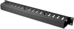 Organizér kabelů 1U pro rack 19″, kabelový kanál, černý RAL 9005
