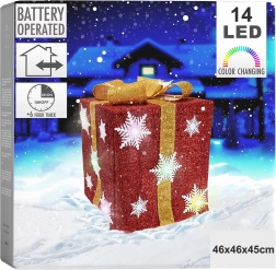 Svítící vánoční dárek s LED, červený, 46 cm