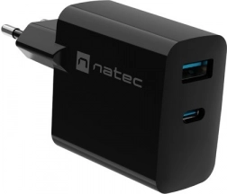 síťová nabíječka Natec Ribera GAN 1x USB-A + 1x USB-C 65W černá