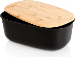 Chlebník s bambusovým víkem, černý 39 × 23,5 × 15,5 cm VILDE