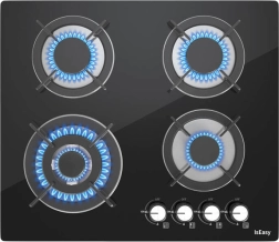 Iseasy plynová varná deska se skleněným povrchem, 4 hořáky