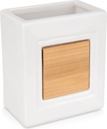 Koupelnový kelímek z dolomitu s bambusem bílý