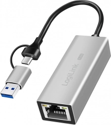 Adaptér USB‑A/USB‑C na 2,5G Ethernet, šedý