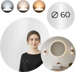 kulaté koupelnové LED zrcadlo 60 cm s dotykovým spínačem a 3 barvami světla MODERNHOME