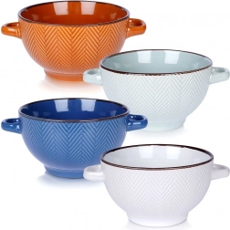 Sada keramických misek s uchy 620 ml, 4 ks
