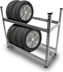 Kovový regál na pneumatiky pro 8 kol, 150 kg, černý, bez nářadí