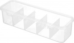 Organizer na kabely s víkem a 5 přihrádkami, průhledný