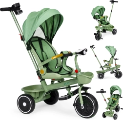 Dětská tříkolka 2 v 1 se střechou a otočným sedadlem ECOTOYS – zelená