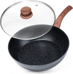 Granitová pánev se skleněnou poklicí BLACK&WOOD 28 cm, 3,5 l