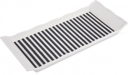 Obdélníkový servírovací tác 29,5 × 13 cm s černo-bílými pruhy