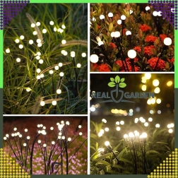 Solární zahradní lampy se zápichem, koule, 6 LED, čidlo soumraku, 2 ks