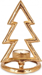 Zlatý hliníkový svícen ve tvaru vánočního stromku 16 cm