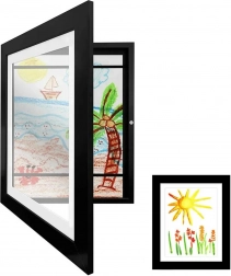 Dřevěný fotorámeček A4 s úložnou přihrádkou – černý