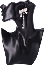 Dlouhé náušnice s mašlí - stříbrné